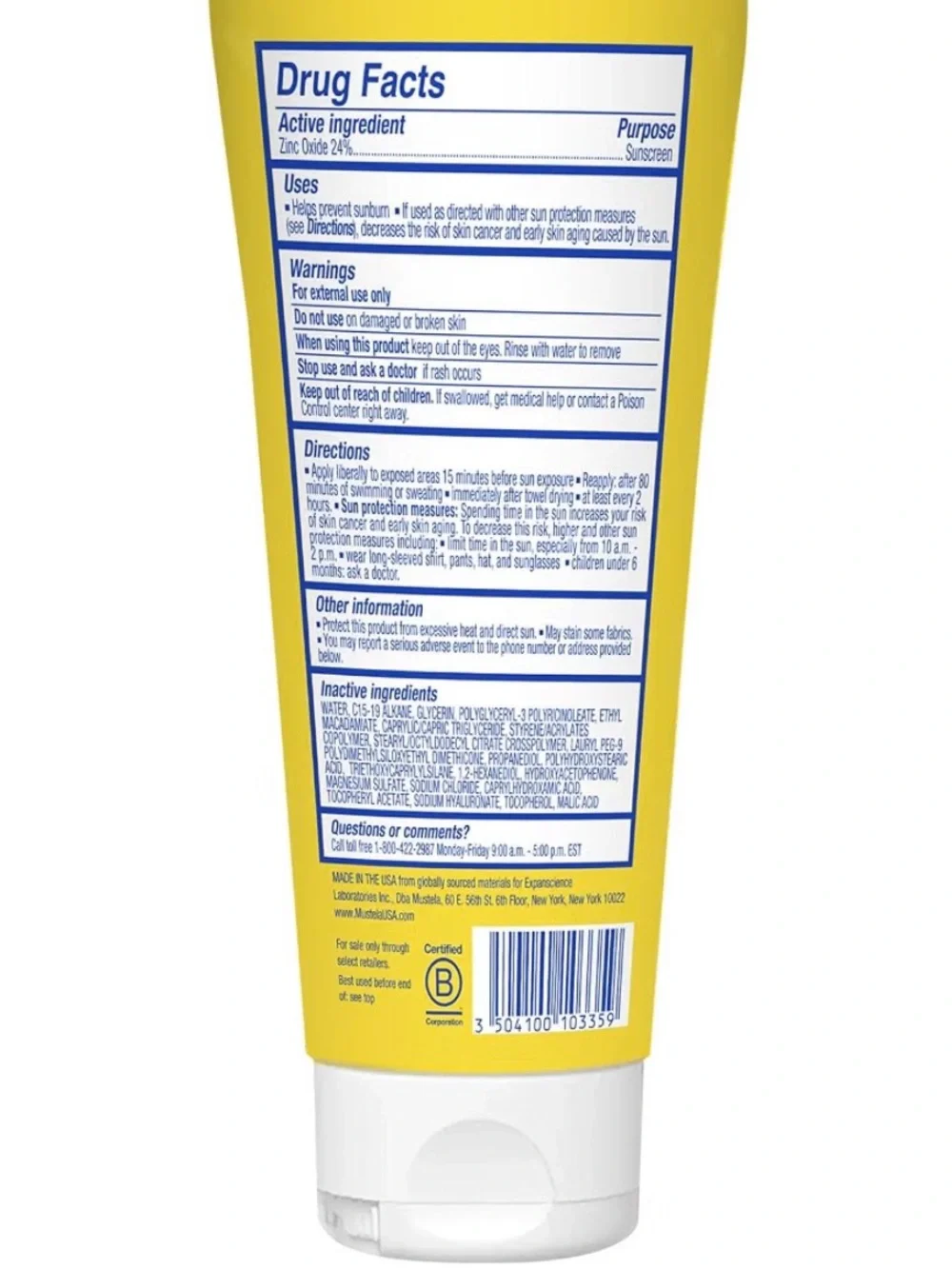 Mustela Baby Mineral Sunscreen Lotion SPF 50 Face & Body 3.38 fl oz EXP: 1/28